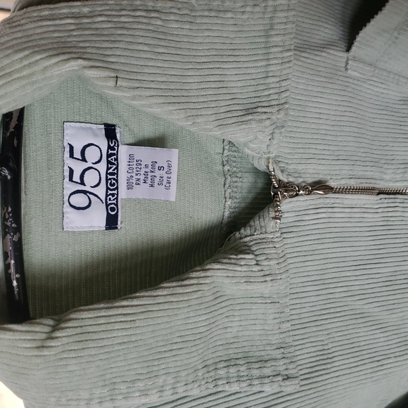 955 Originals Vintage Mint Green Corduroy Full Zip Sz. S (Fits Larger) Jacket - Picture 3 of 9